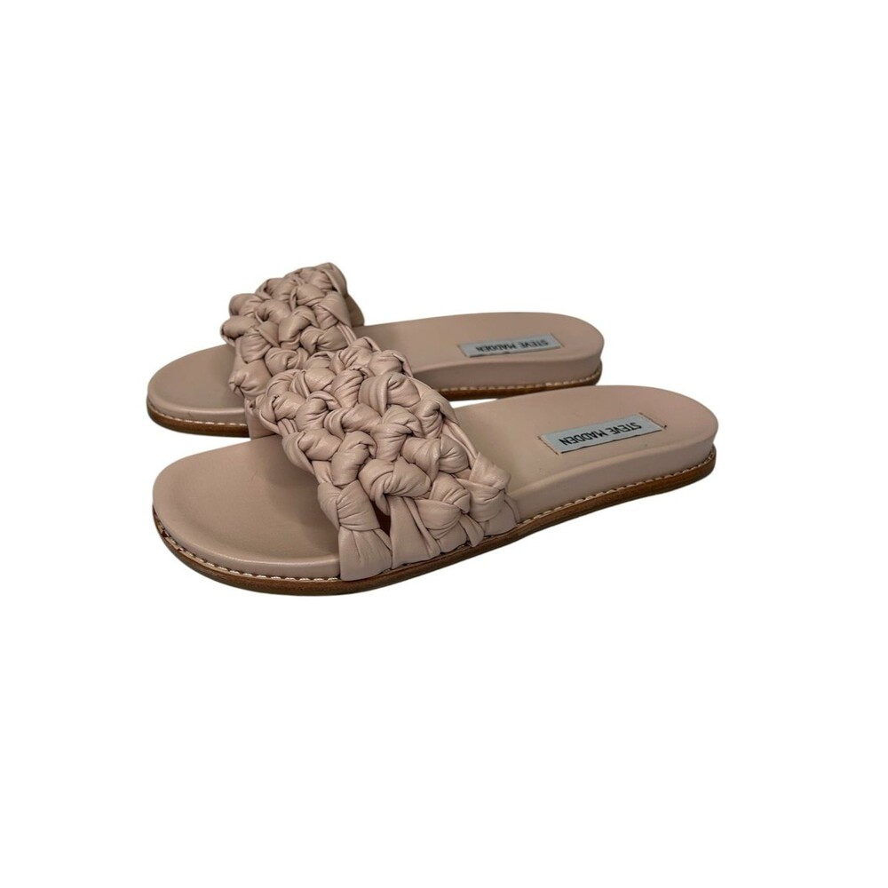 New Steve Madden pink Braided Strap Slide Sandals 7.5